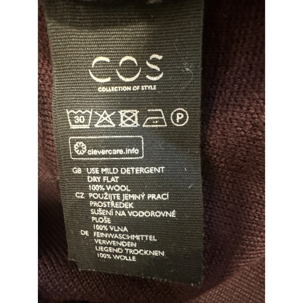 Cos Sweater Womens Maroon Size L Mock Neck Wool Quiet Luxury Diamond D‎ Preppy